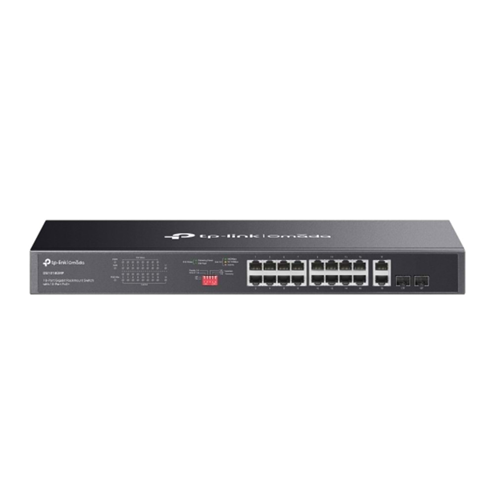 Omada DS1018GMP 16 Port Gigabit + 2x 1GB RJ45/SFP Combo 250W 250 Metre PoE Mesafe Metal Rackmount Kasa Switch