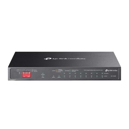 Omada DS110GMP 8 Port Gigabit + 2xGigabit RJ45/1xRJ45 Combo Port 123W 250 Metre PoE Mesafe Metal Kasa Switch
