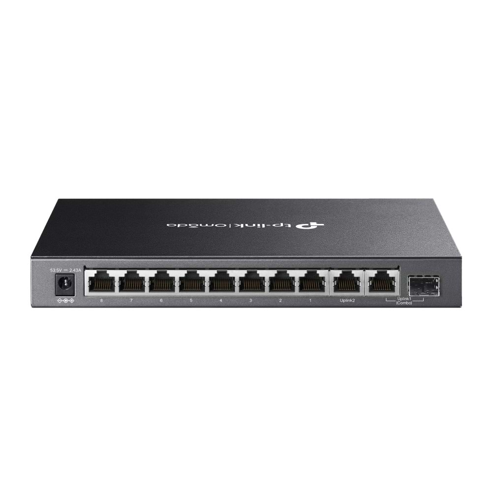 Omada DS110GMP 8 Port Gigabit + 2xGigabit RJ45/1xRJ45 Combo Port 123W 250 Metre PoE Mesafe Metal Kasa Switch