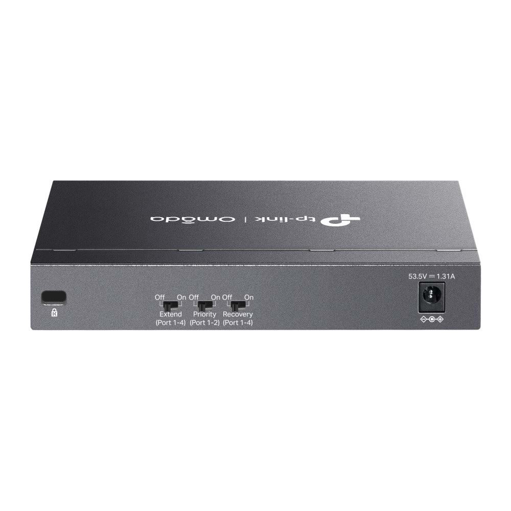 Omada DS106P 4 Port 10/100 + 2 Port 10/100 Uplink 67W 250 Metre PoE Mesafe Metal Kasa Switch