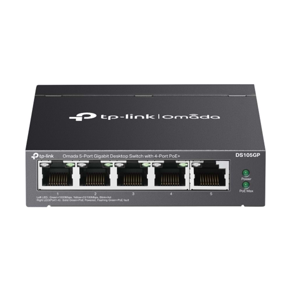 Omada DS105GP 4 Port Gigabit + 1 Port Gigabit Uplink 65W PoE Yönetilemez Switch