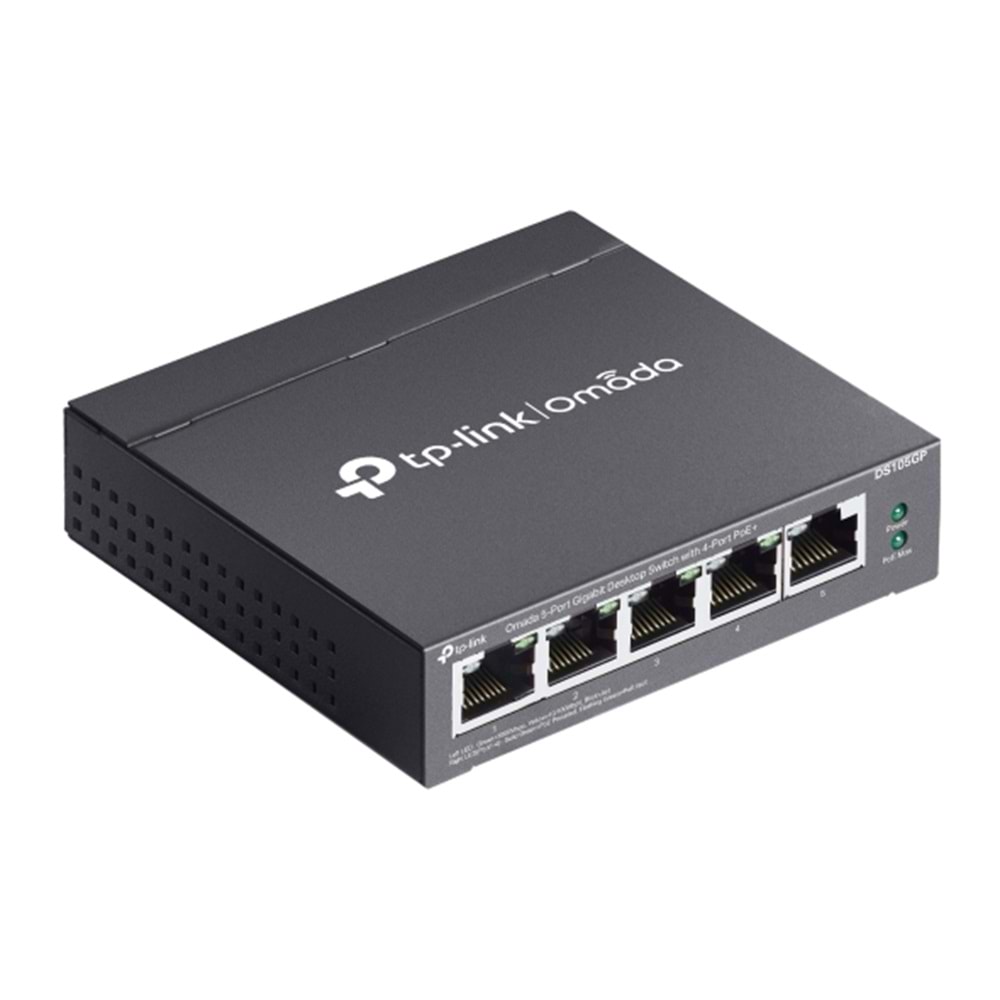 Omada DS105GP 4 Port Gigabit + 1 Port Gigabit Uplink 65W PoE Yönetilemez Switch