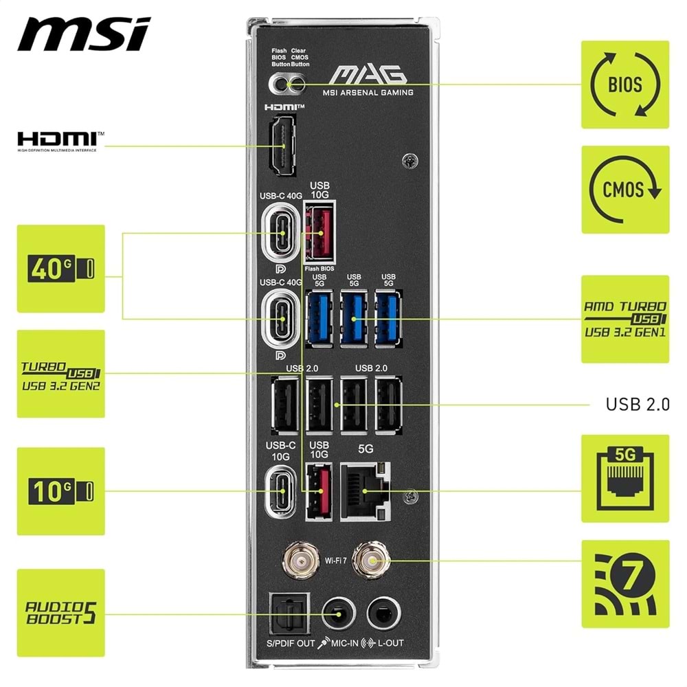 Msi MAG X870 TOMAHAWK WIFI DDR5 AMD X870 Soket