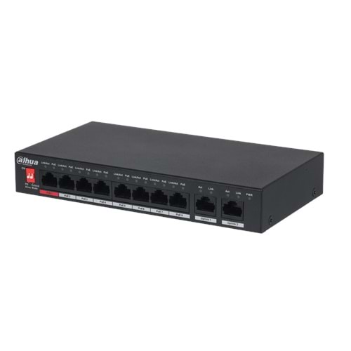 Dahua PFS3010-8ET-96-V2 8PORT 8XFE-2XFE 96W Yönetilemez POE Switch