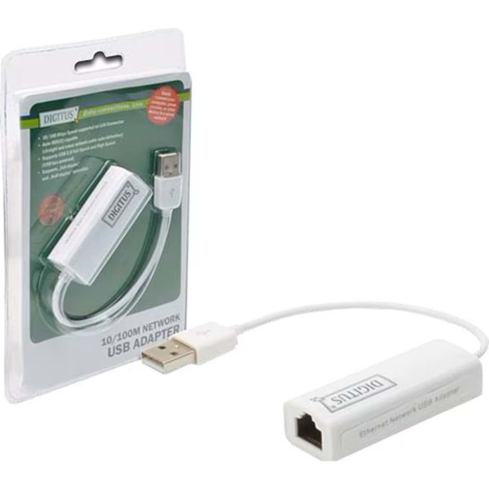 Digitus USB 2.0 Erkek to Ethernet(10/100) Çevirici