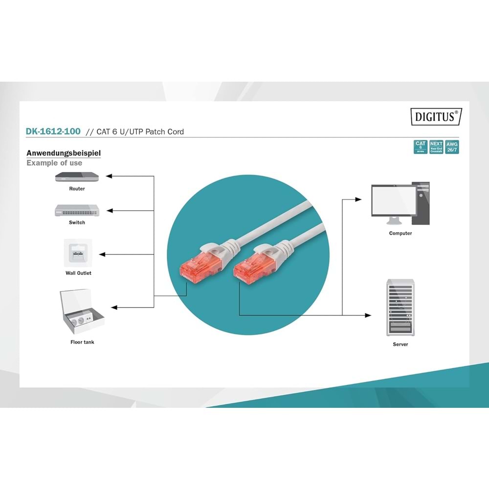 Digitus Patch Kablo Cat6 Gri (0.25m)