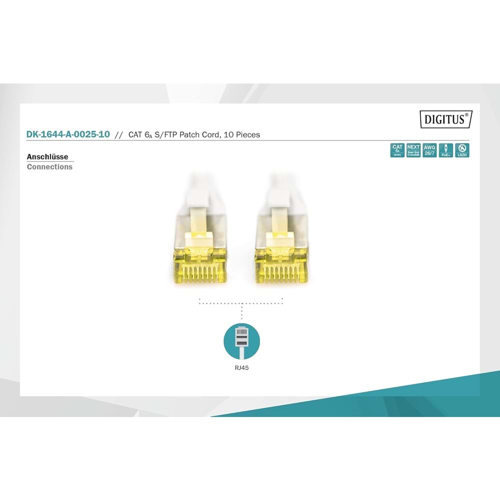 Digitus Zırhlı Patch Kablo Cat6A Gri (0,25m)