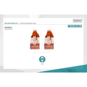 Digitus Patch Kablo Cat6 Kırmızı (0.5m)