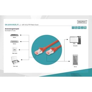 Digitus Patch Kablo Cat6 Kırmızı (0.5m)