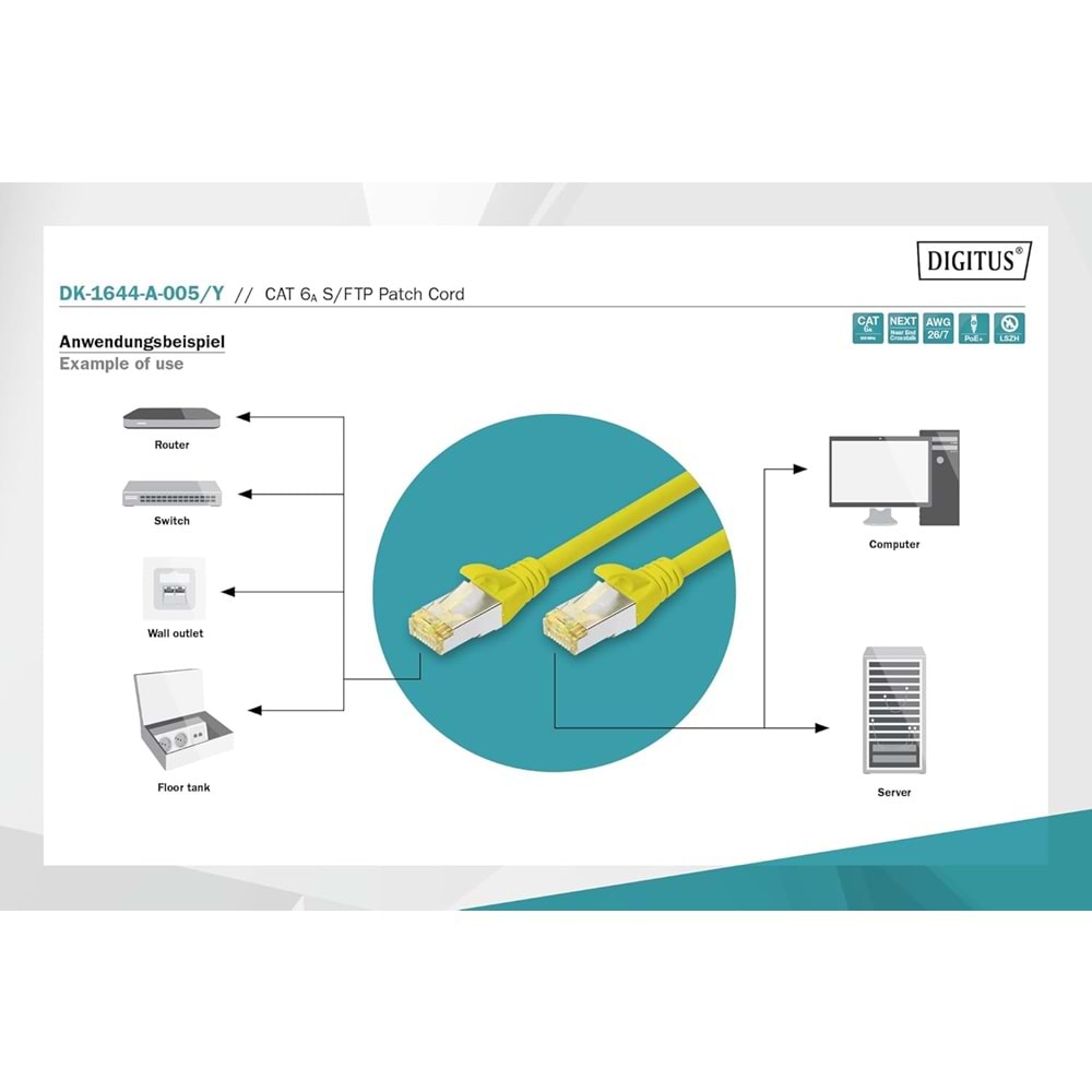 Digitus Patch Kablo Cat6 Sarı (0.5m)