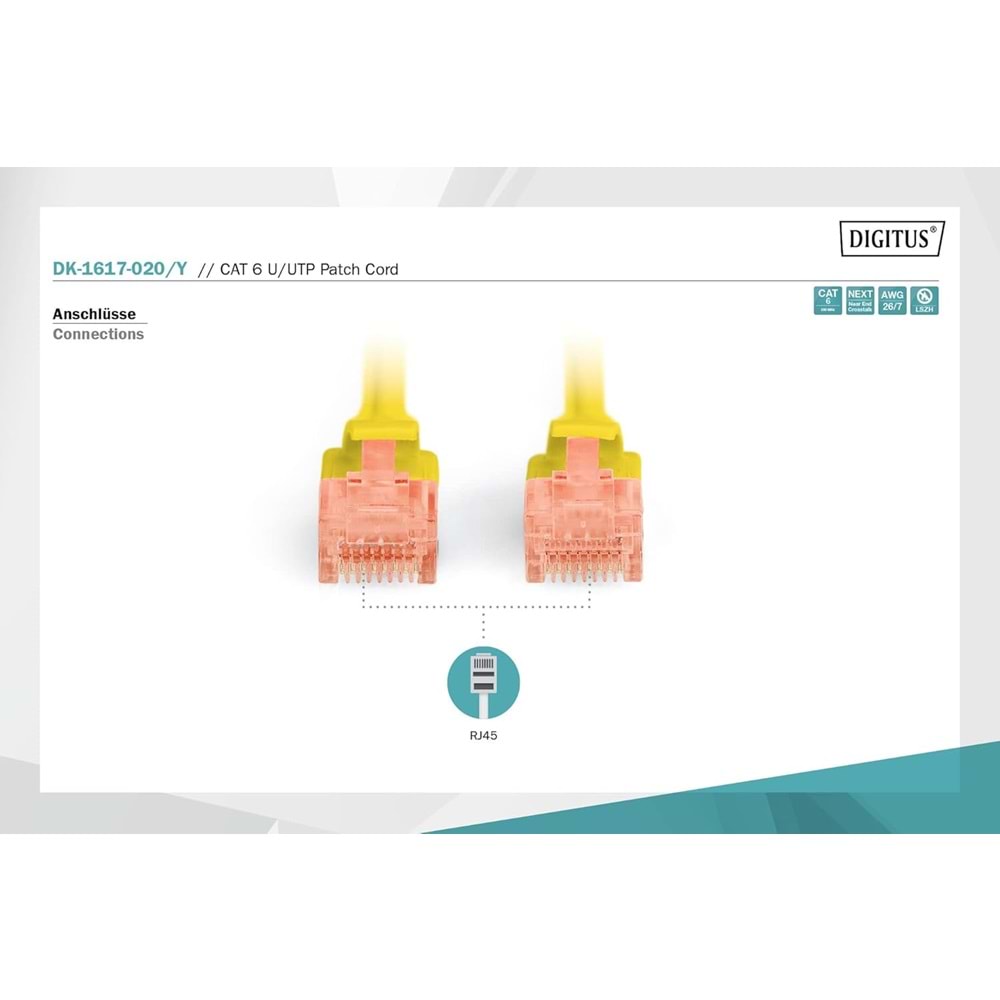 Digitus Patch Kablo Cat6 Sarı (1m)