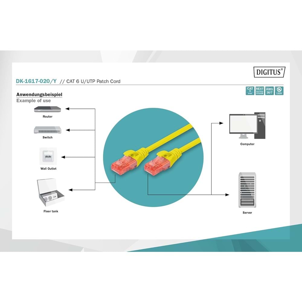 Digitus Patch Kablo Cat6 Sarı (1m)