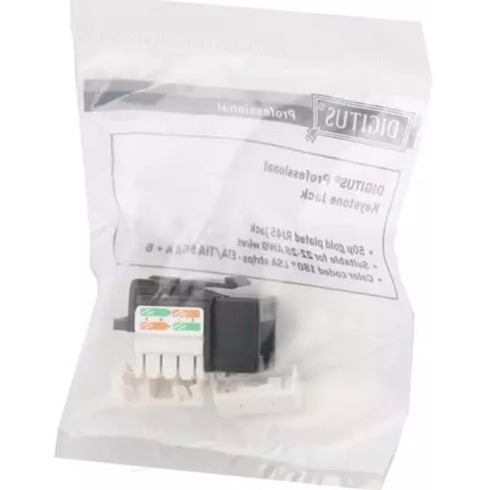 Digitus CAT6 Keystone Jack Zırhsız (Siyah Beyaz)