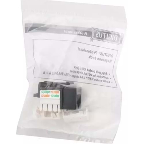 Digitus CAT6 Keystone Jack Zırhsız (Siyah Beyaz)