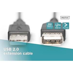 Digitus USB Uzatma Kablosu Siyah (3m)