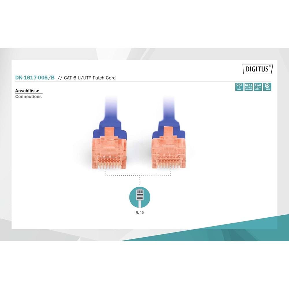 Digitus Patch Kablo Cat6 Mavi (0.5m)