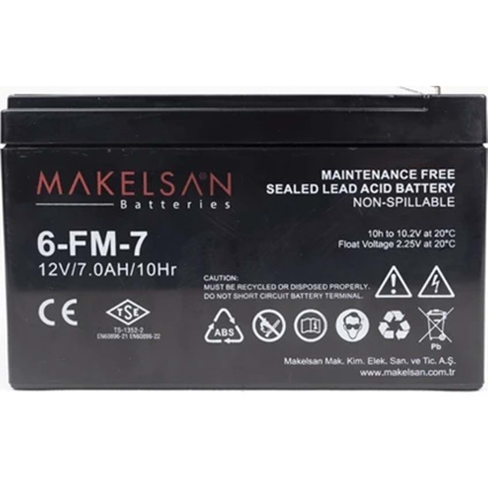 Makelsan 12V 7Ah TSE UPS VLRA Battery Kuru Tip Akü