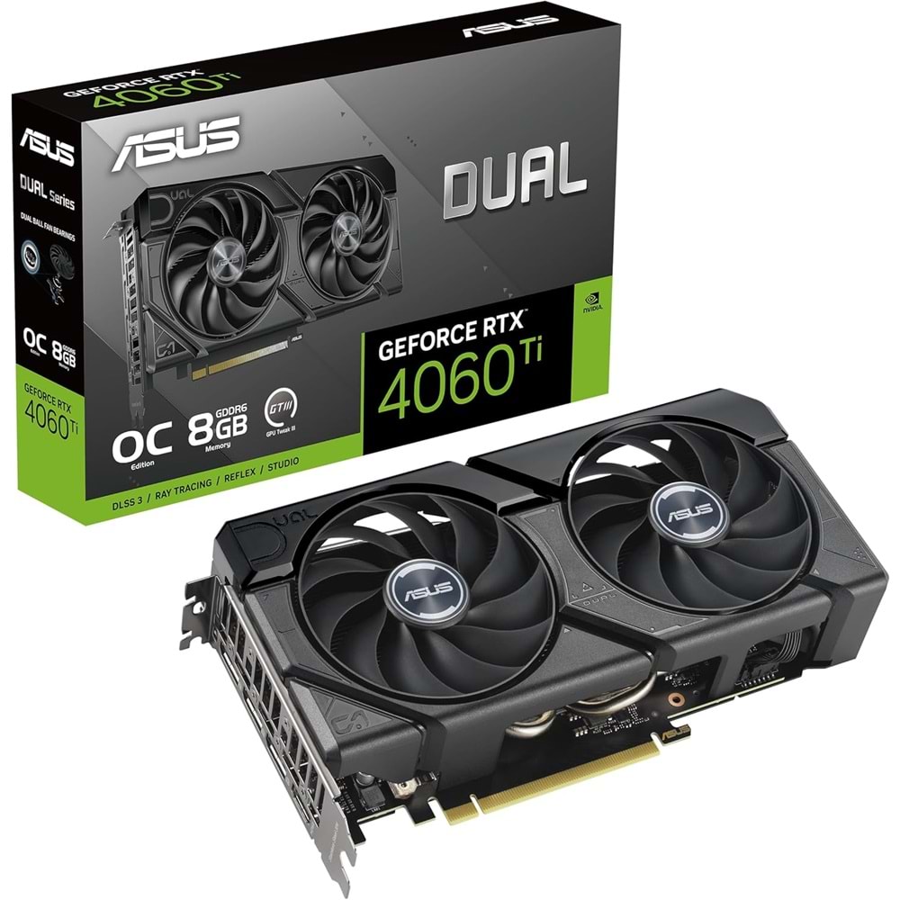 Asus DUAL-RTX4060TI-O8G-V2-BULK 8GB 128Bit GDDR6 DP/HDMI Ekran Kartı (Kutusuz)