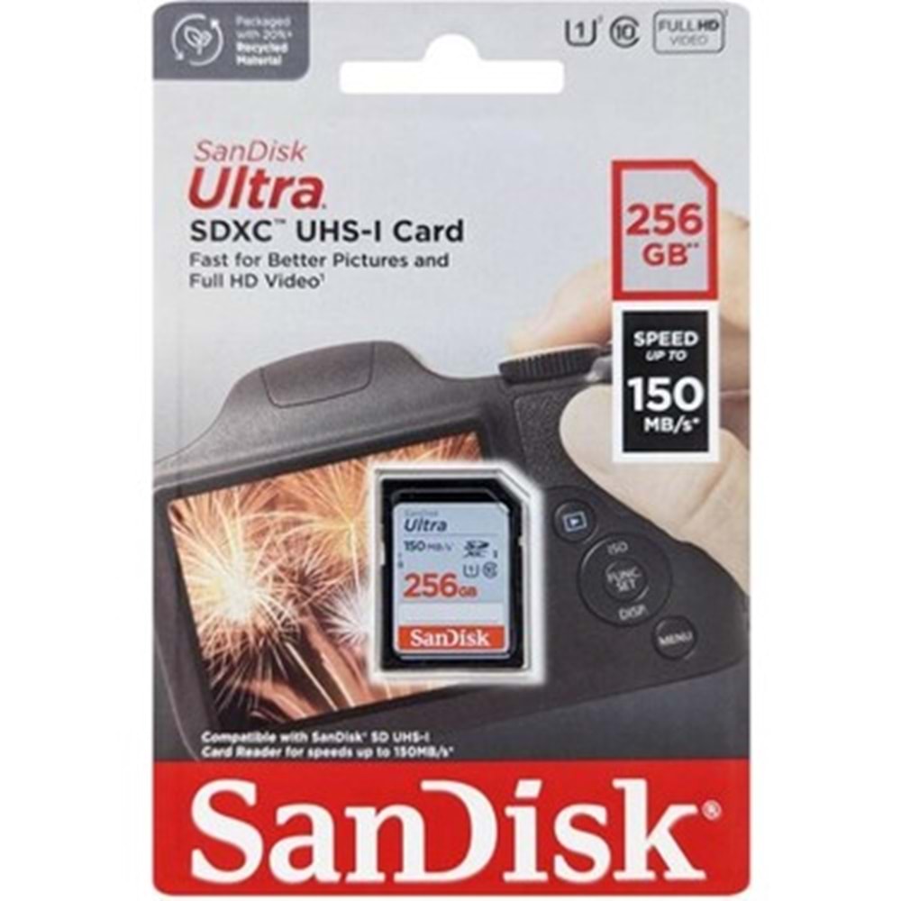 Sandisk SDSDUNC-256G-GN6IN 256GB Ultra SDXC 80MB Class 10 UHS I SD-MMC Kart