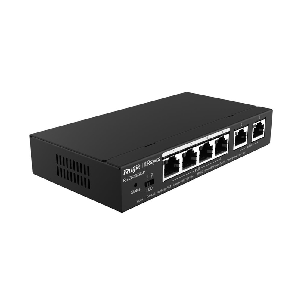 Ruijie Reyee RG-ES206GS-P 4-Port 10/100/1000 4-Port PoE+ (54W) 1xGB,1xSFP Cloud