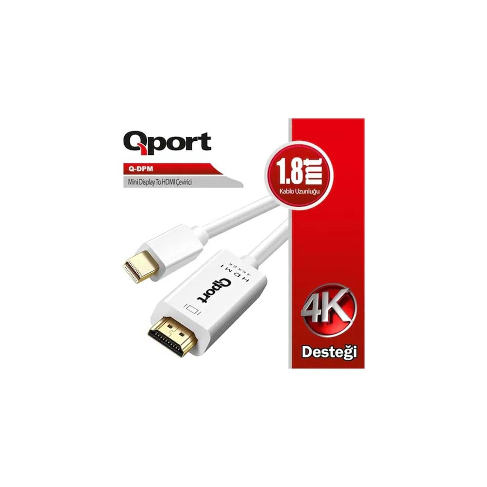 Qport Q-DPM Mini Displayport TO HDMI 1.8MT Kablo