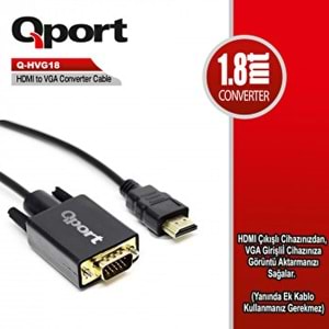 Qport Q-HVG18 HDMI TO VGA Çevirici Kablo 1.8 MT