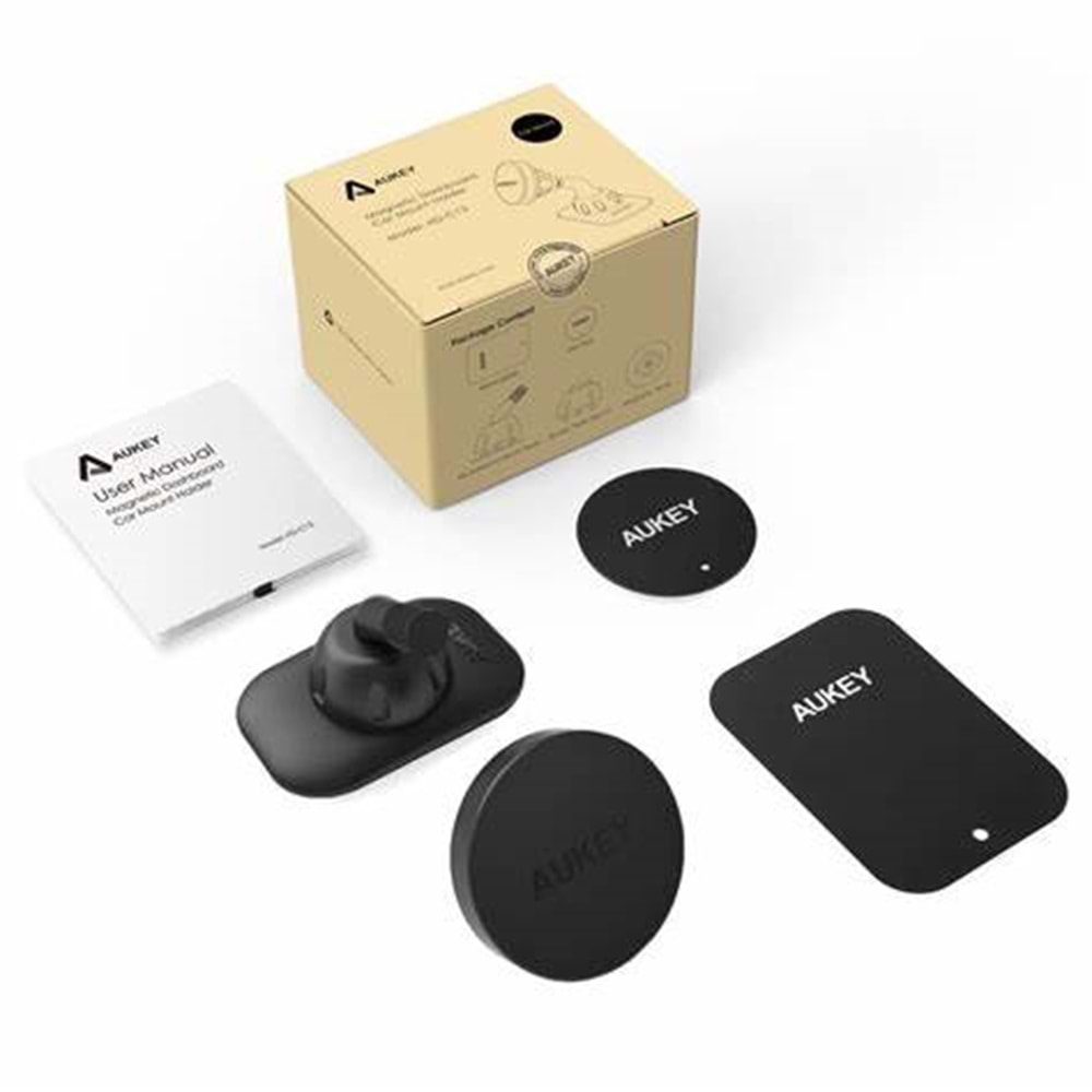 Aukey HD-C13-BK Güçlü Yapışkan ve Mıknatıslı Araç İçi Telefon Tutucu (Siyah)
