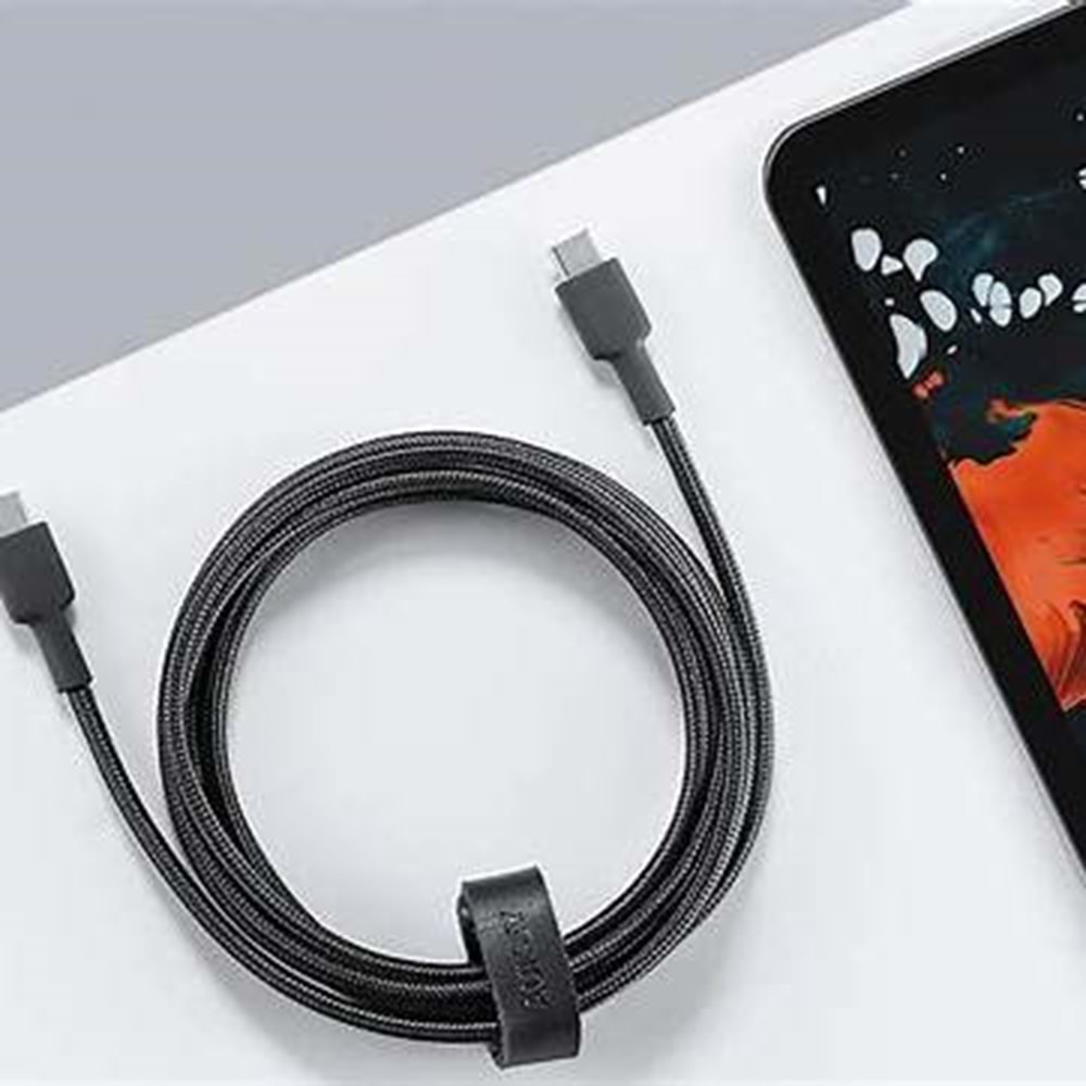Aukey CB-CD45-WH Naylon Örgülü Type-C Type-C Şarj Kablosu (0.9m)