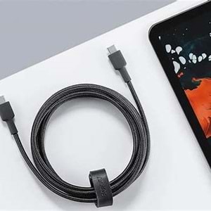 Aukey CB-CD45-WH Naylon Örgülü Type-C Type-C Şarj Kablosu (0.9m)