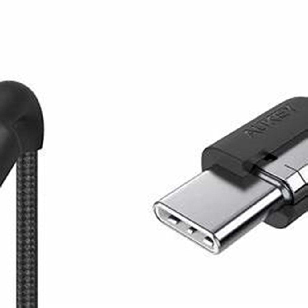 Aukey CB-CD45-WH Naylon Örgülü Type-C Type-C Şarj Kablosu (0.9m)