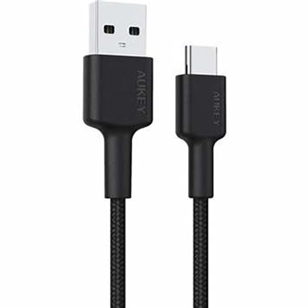 Aukey CB-CD30-BK Naylon Örgülü USB-A Type-C Şarj Kablosu (0,9 m)