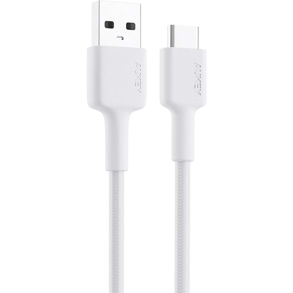 Aukey CB-CD30-WH Naylon Örgülü USB-A Type-C Şarj Kablosu (0,9 m)