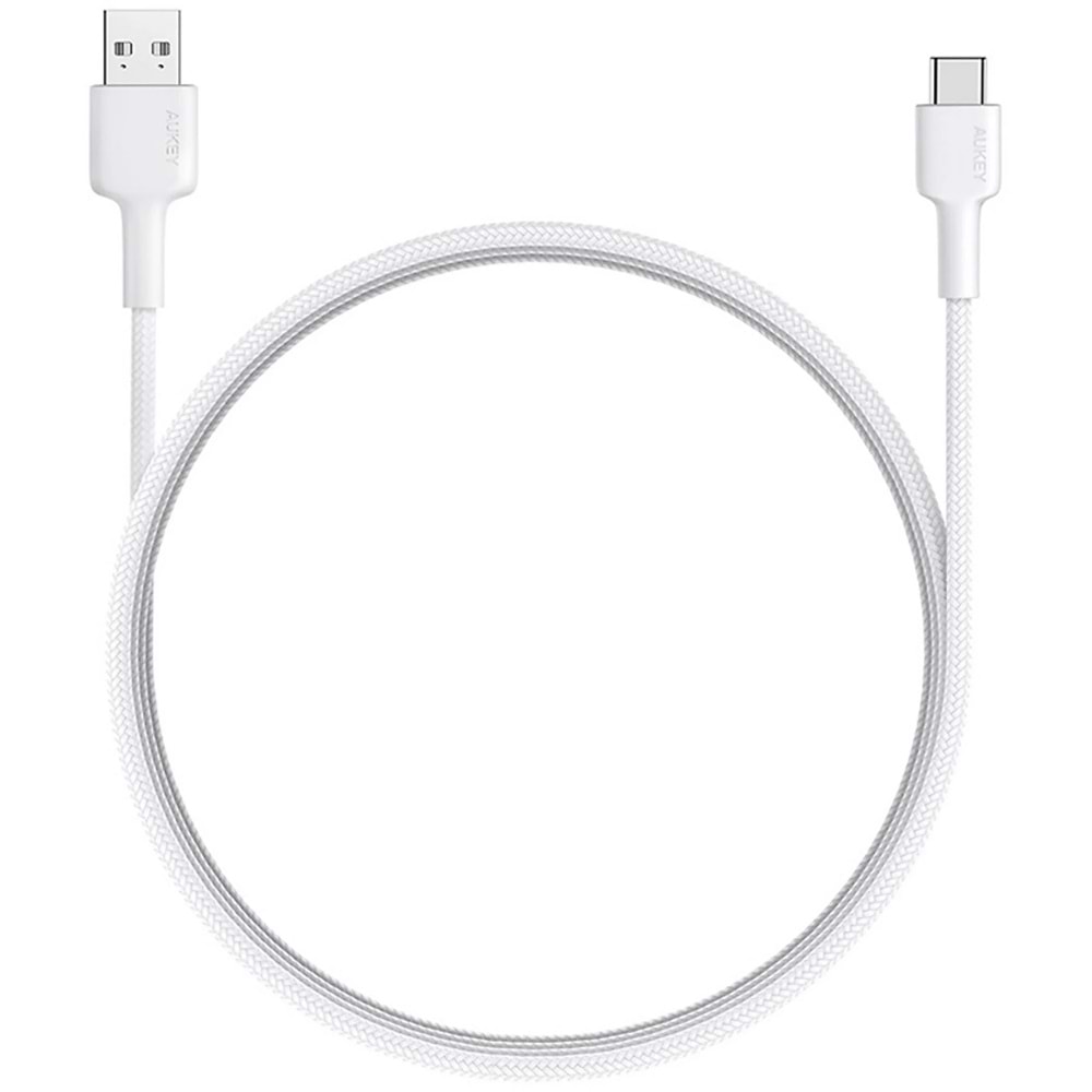 Aukey CB-CD30-WH Naylon Örgülü USB-A Type-C Şarj Kablosu (0,9 m)