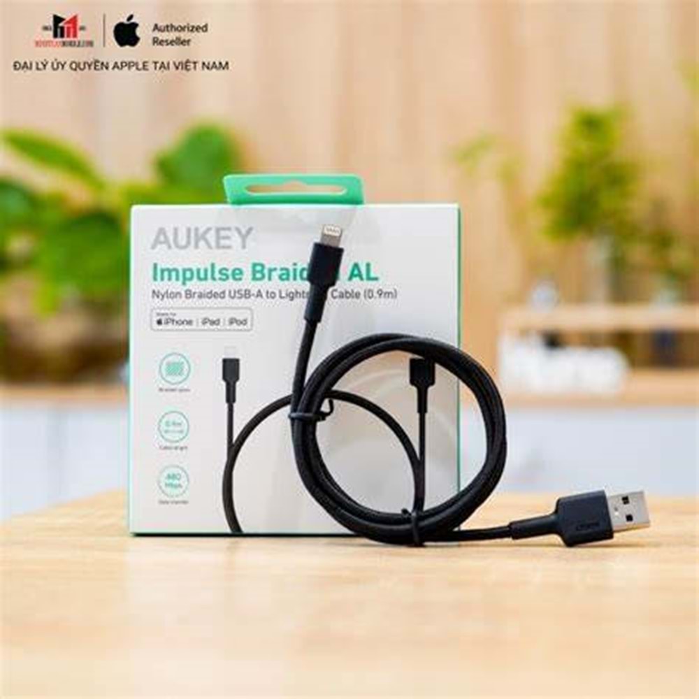 Aukey CB-BAL7-WH Naylon Örgülü USB-A Lightnig Kablosu(0.9m)