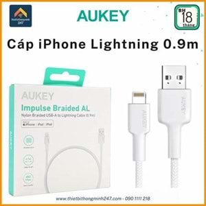 Aukey CB-BAL7-WH Naylon Örgülü USB-A Lightnig Kablosu(0.9m)