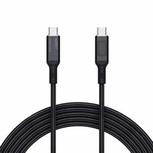 Aukey CB-MCC102-BK 100W Naylon Örgülü 480Mbps Type-C Type-C LCD Ekranlı(1,8m)