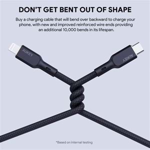 Aukey CB-NCL1-BK 480Mbps Type-C Lightnig Kablosu (1.8m)