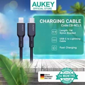 Aukey CB-NCL1-BK 480Mbps Type-C Lightnig Kablosu (1.8m)