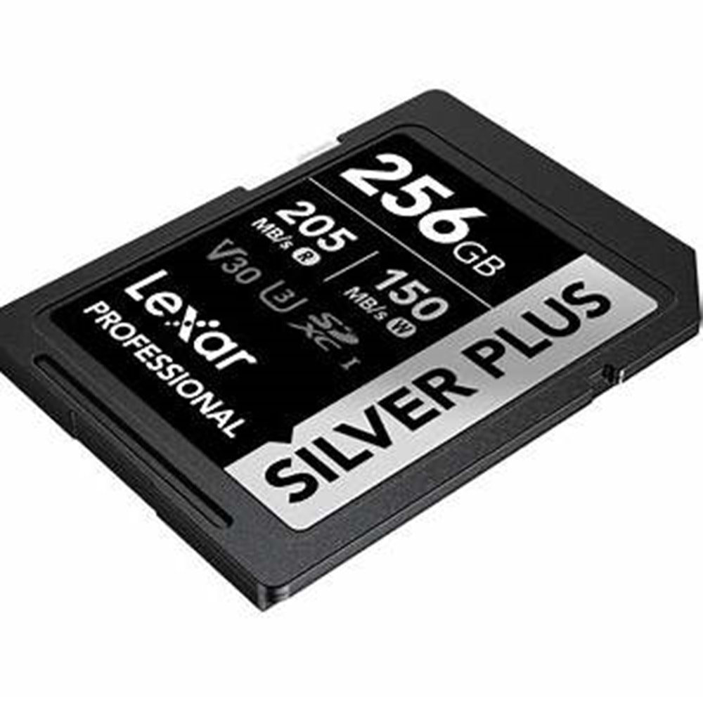Lexar 256GB Profesyonel Silver Plus SDXC UHS-I CARDS UP TO 205MB/S READ 150MB/S WRITE C10 V30 U3
