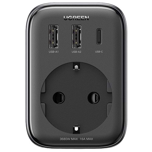 UGreen Akım Korumalı Prizi 2XUSB-A TYPE-C 30W Gan Hızlı Şarj Cihazı