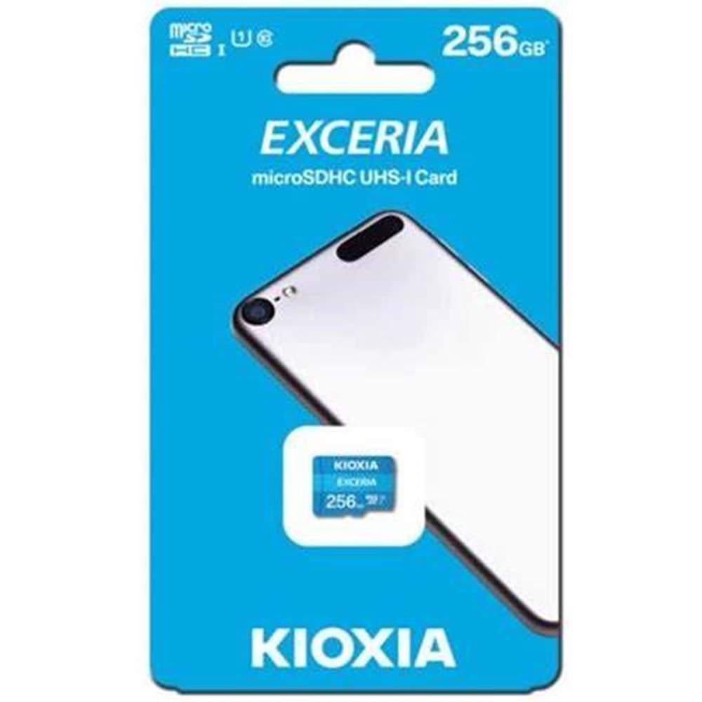 Kioxia 256GB EXCERIA MicroSD C10 U3 UHS1 R100 Hafıza kartı