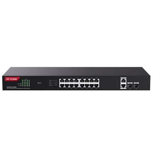 IP-COM G1120P-16-250W 16 Port Gigabit+2XGB RJ45/SFP Uplink 230W POE Rackmount Switch