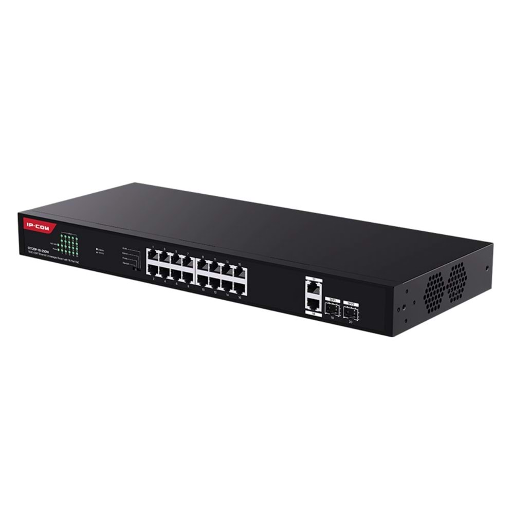 IP-COM G1120P-16-250W 16 Port Gigabit+2XGB RJ45/SFP Uplink 230W POE Rackmount Switch