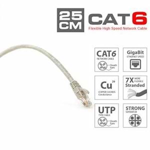 NETS DNE-PCU03-C6-0050-GR UTP CAT6 Patch Kablo 26AWG LSZH Bakır 0,5MT Yeşil