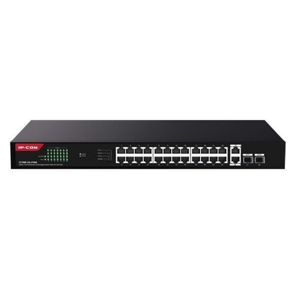IP-COM G1128-24-410W 24 Port Gigabit +2XGB RJ45/SFP Uplink 370W POE Rackmount Switch