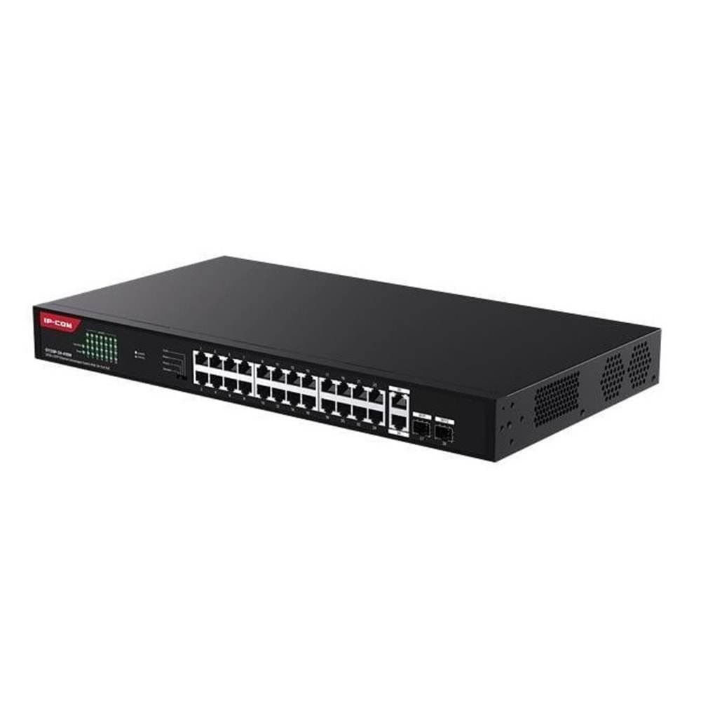 IP-COM G1128-24-410W 24 Port Gigabit +2XGB RJ45/SFP Uplink 370W POE Rackmount Switch