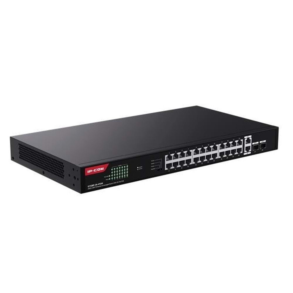 IP-COM G1128-24-410W 24 Port Gigabit +2XGB RJ45/SFP Uplink 370W POE Rackmount Switch