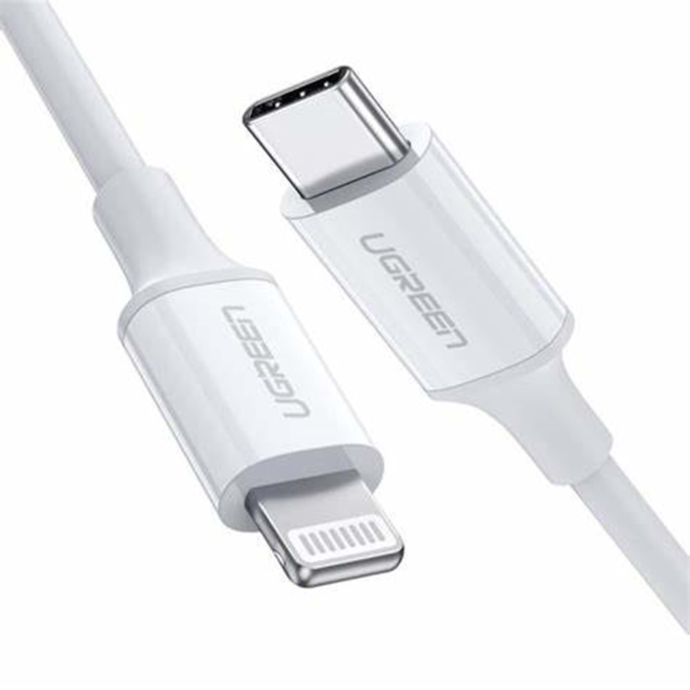 UGreen TYPE-C TO Lightnig 3A PD MFI Sertifikalı Örgülü Hızlı Şarj Kablosu 2 MT Siyah