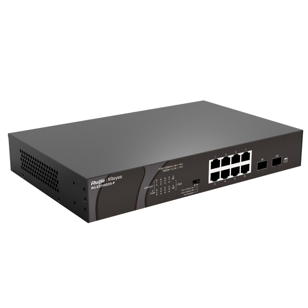 Ruijie Reyee RG-ES110GDS-P 8-Port 10/100/1000 Mbps Desk. Switch 2-Port PoE(120W)