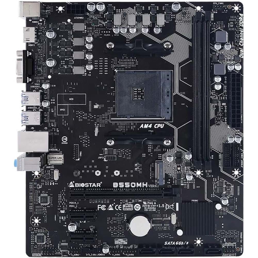 Biostar B550MH AMD B550 DDR4 M.2 USB 3.2 HDMI/VGA PCI 4.0 AM4 Anakart
